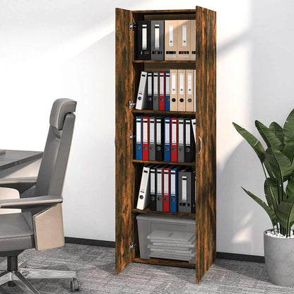 Office Cabinet Smoked Oak 60x32x190 cm Engineered Wood