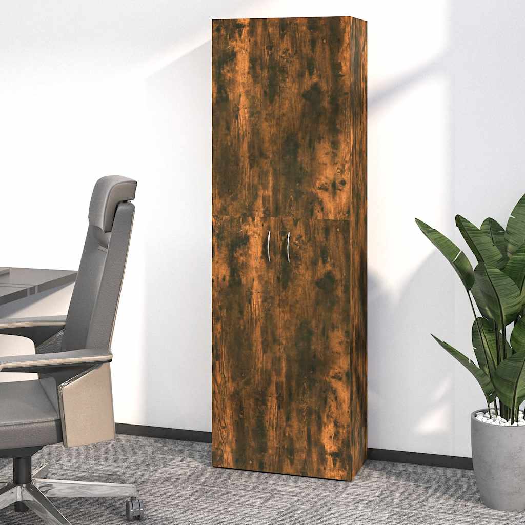 Office Cabinet Smoked Oak 60x32x190 cm Engineered Wood