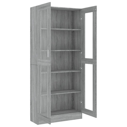 Vitrine Cabinet Grey Sonoma 82.5x30.5x185 cm Engineered Wood