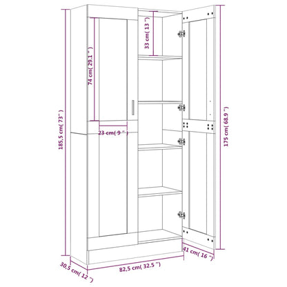 Vitrine Cabinet Grey Sonoma 82.5x30.5x185 cm Engineered Wood