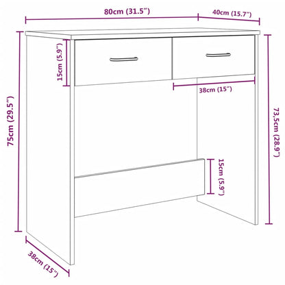 Desk Smoked Oak 80x40x75 cm Engineered Wood