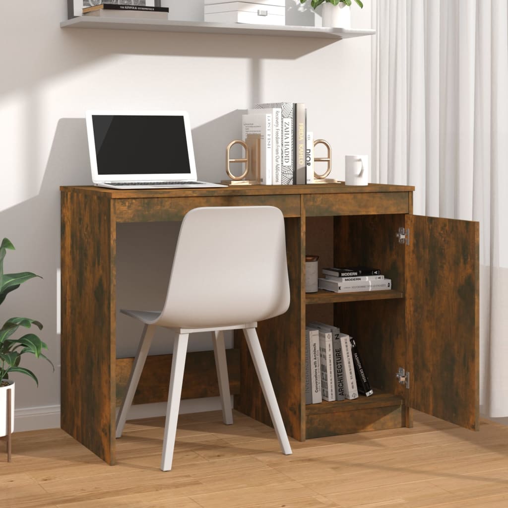 Desk Smoked Oak 100x50x76 cm Engineered Wood