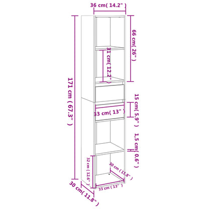 Book Cabinet Grey Sonoma 36x30x171 cm Engineered Wood