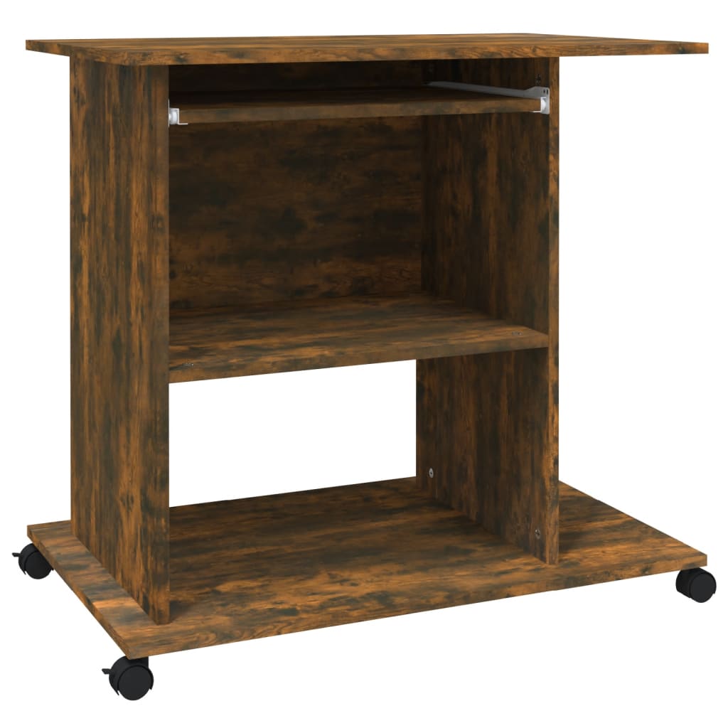 Computer Desk Smoked Oak 80x50x75 cm Engineered Wood