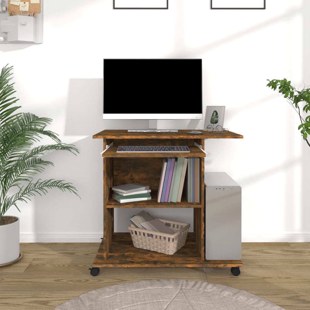 Computer Desk Smoked Oak 80x50x75 cm Engineered Wood