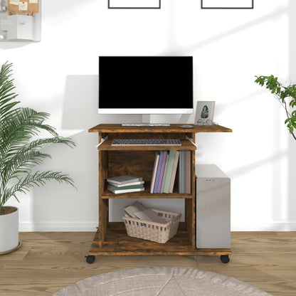Computer Desk Smoked Oak 80x50x75 cm Engineered Wood