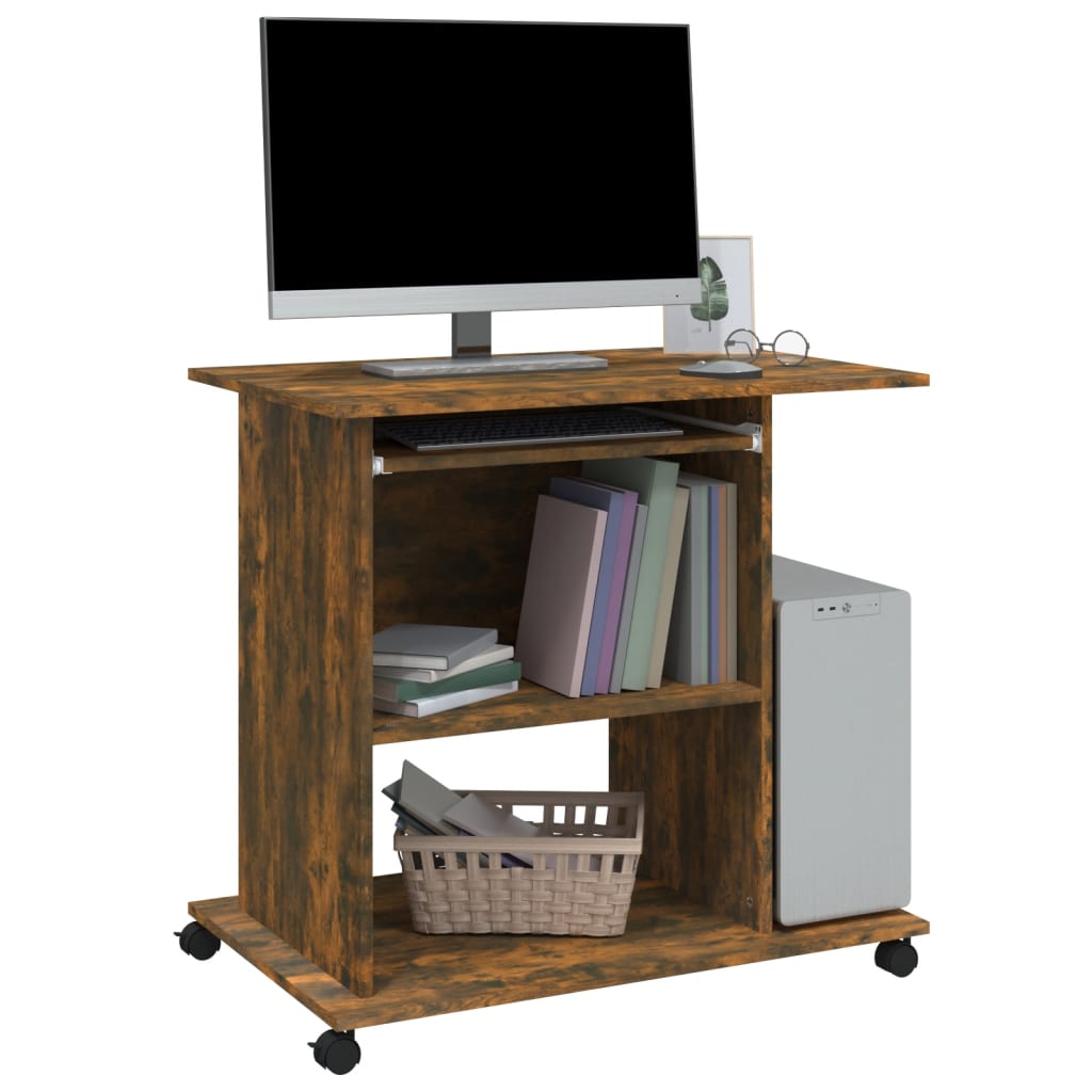 Computer Desk Smoked Oak 80x50x75 cm Engineered Wood