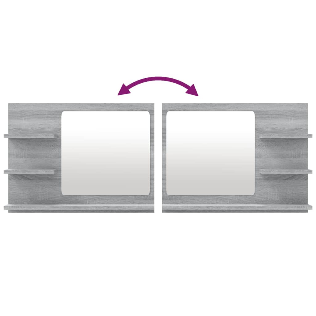 Bathroom Mirror Grey Sonoma 60x10.5x45 cm Engineered Wood