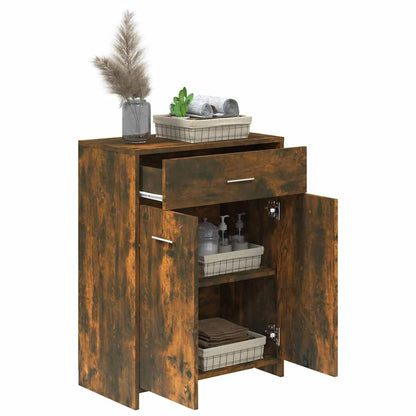 Bathroom Cabinet Smoked Oak 60x33x80 cm Engineered Wood