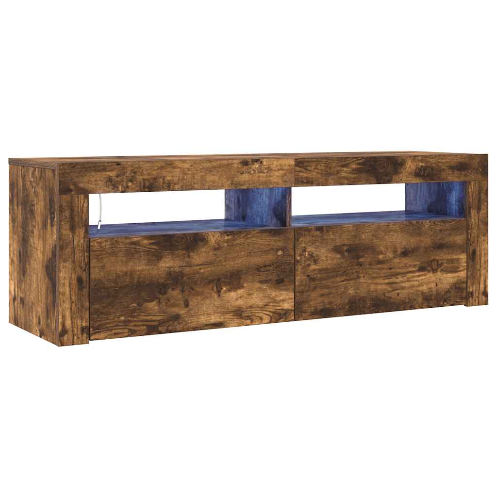 TV Cabinet with LED Lights Smoked Oak 120x35x40 cm