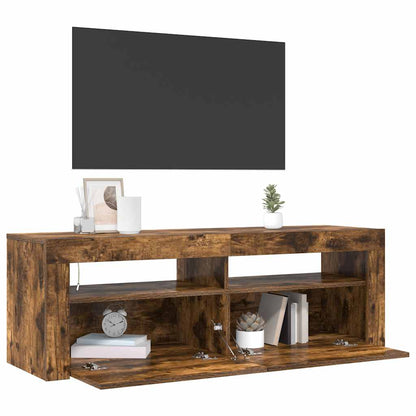 TV Cabinet with LED Lights Smoked Oak 120x35x40 cm