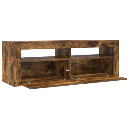 TV Cabinet with LED Lights Smoked Oak 120x35x40 cm