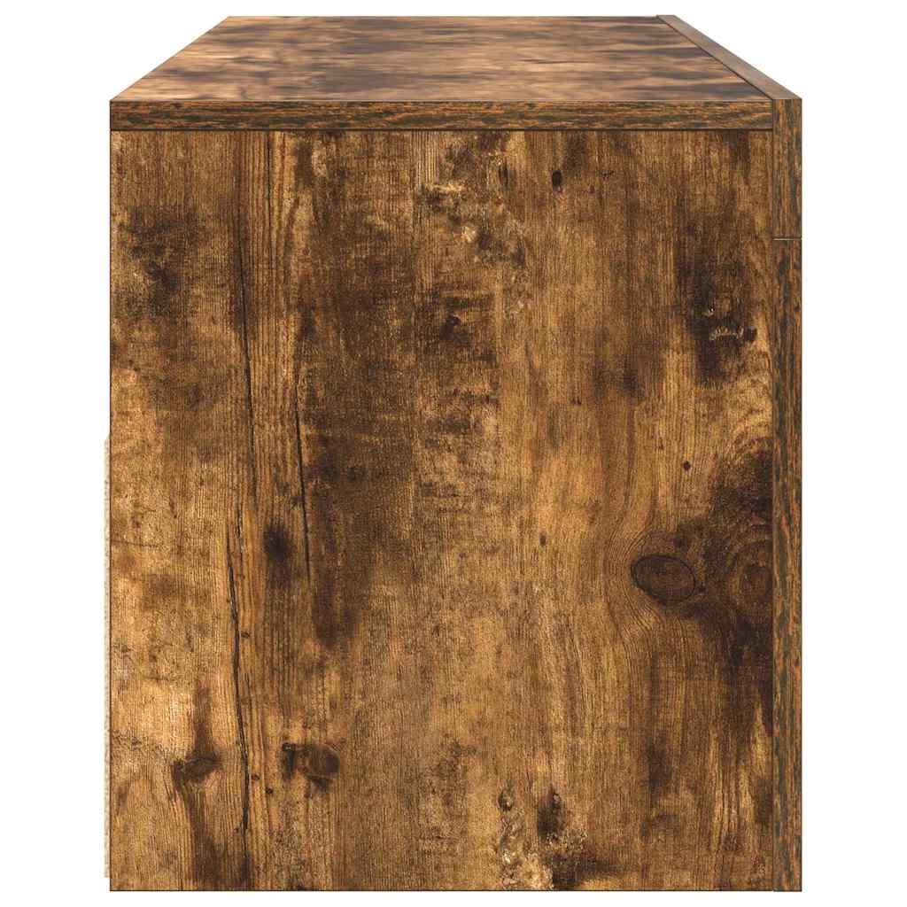 TV Cabinet with LED Lights Smoked Oak 120x35x40 cm