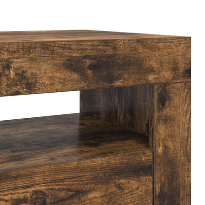 TV Cabinet with LED Lights Smoked Oak 120x35x40 cm