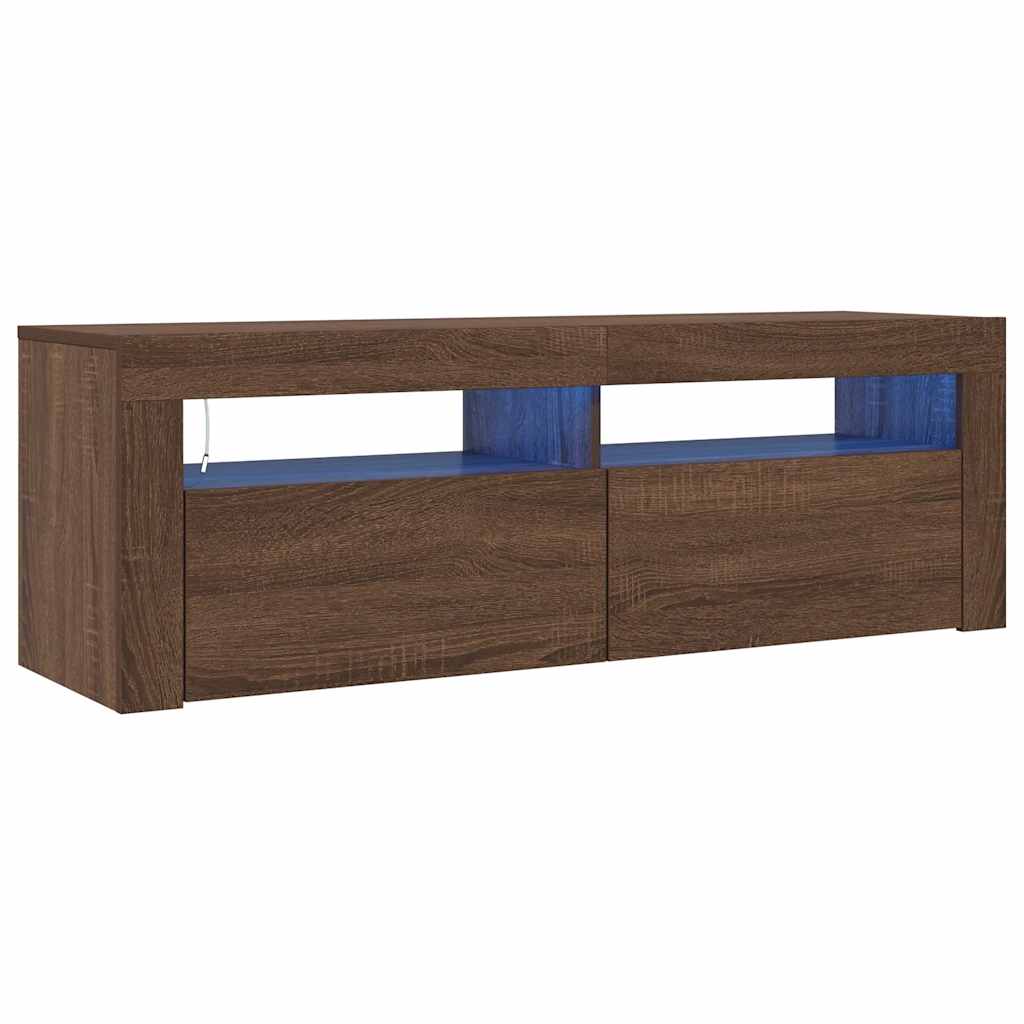 TV Cabinet with LED Lights Brown Oak 120x35x40 cm