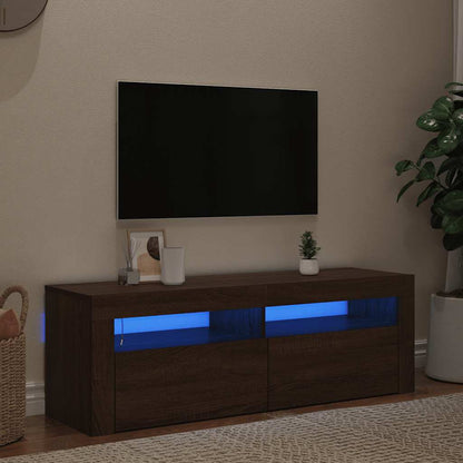 TV Cabinet with LED Lights Brown Oak 120x35x40 cm