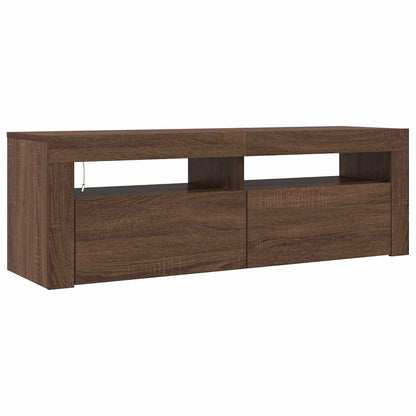 TV Cabinet with LED Lights Brown Oak 120x35x40 cm