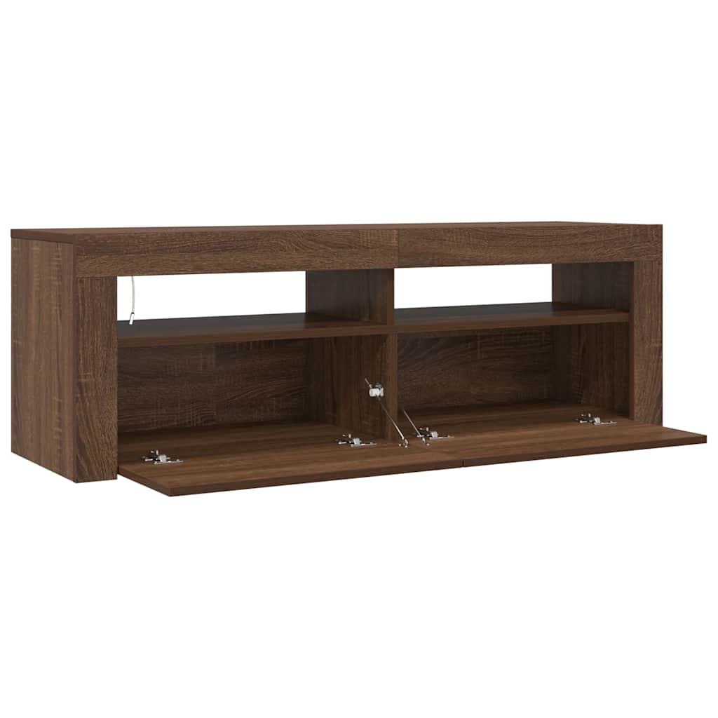 TV Cabinet with LED Lights Brown Oak 120x35x40 cm