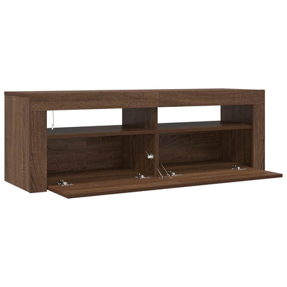 TV Cabinet with LED Lights Brown Oak 120x35x40 cm