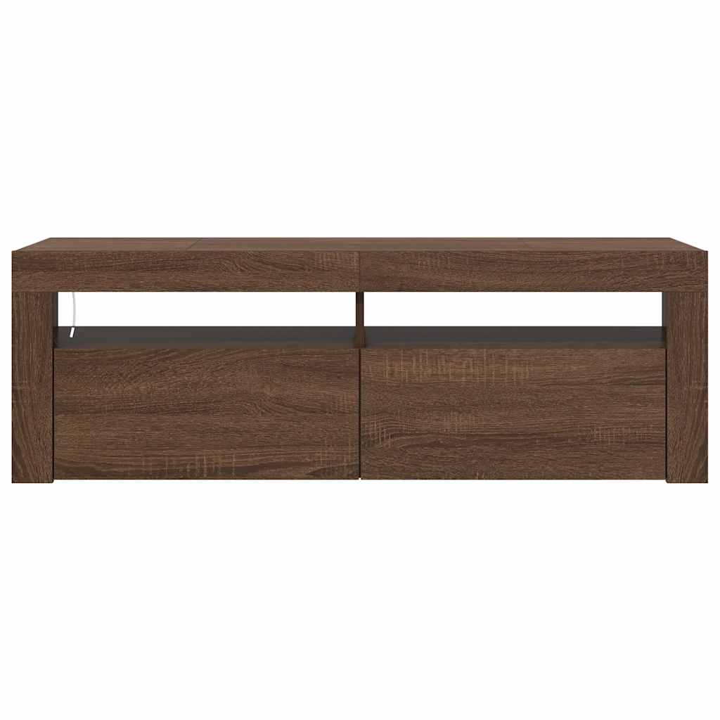 TV Cabinet with LED Lights Brown Oak 120x35x40 cm