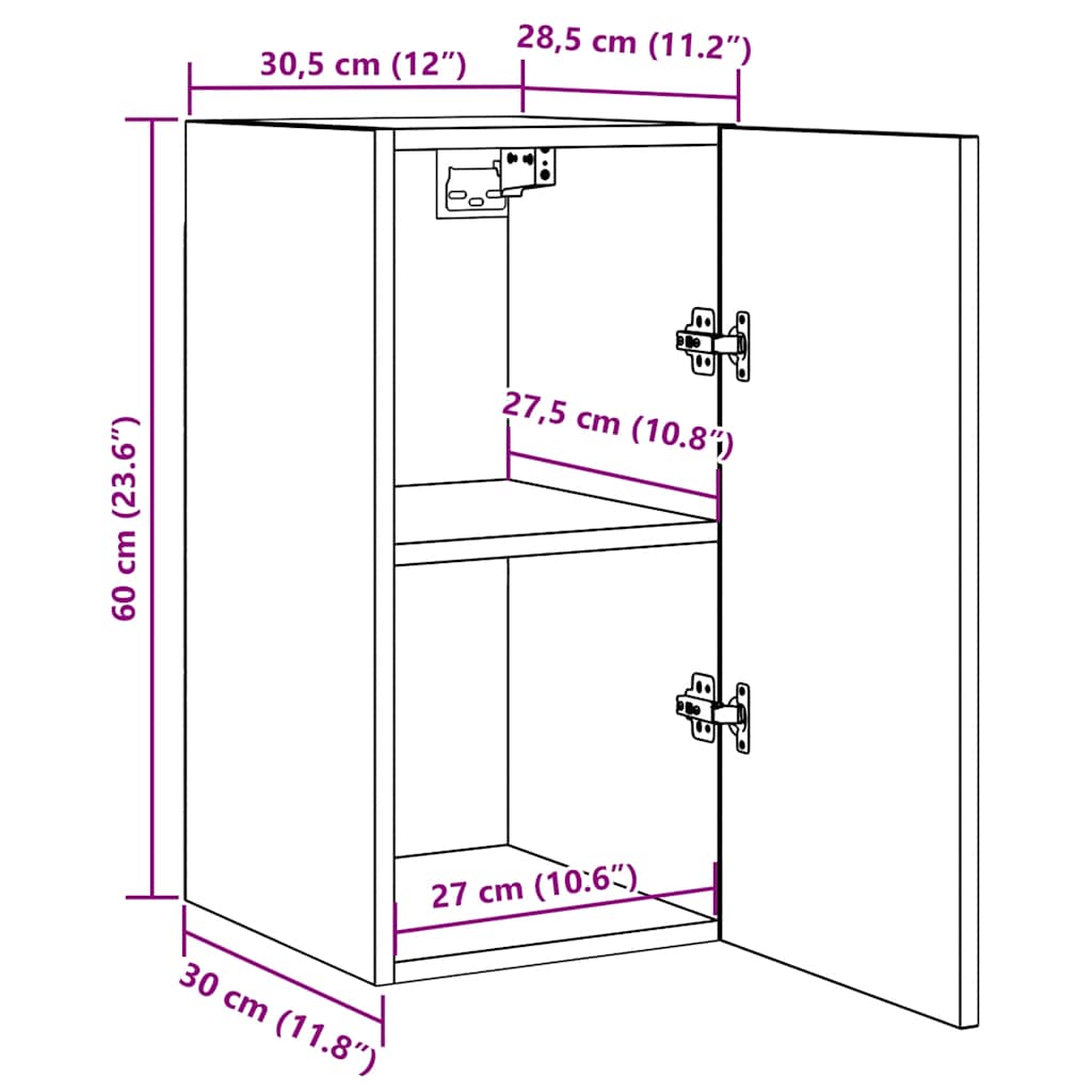 TV Cabinets 2 pcs Brown Oak 30.5x30x60 cm Engineered Wood