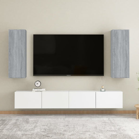 TV Cabinets 2 pcs Grey Sonoma 30.5x30x90 cm Engineered Wood