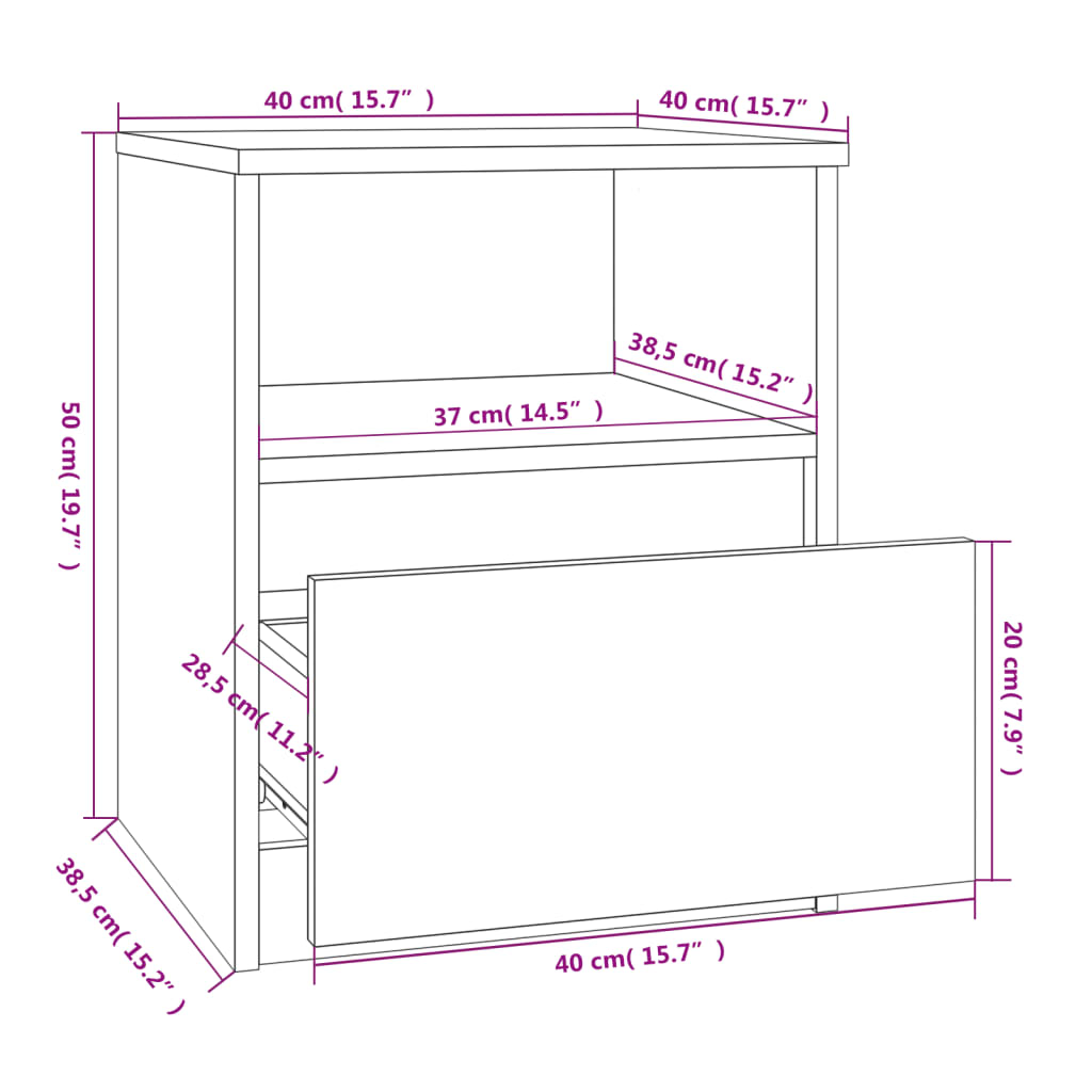 Bedside Cabinets 2 pcs Grey Sonoma 40x40x50 cm Engineered Wood