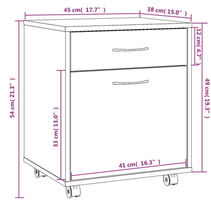 Rolling Cabinet Smoked Oak 45x38x54 cm Engineered Wood