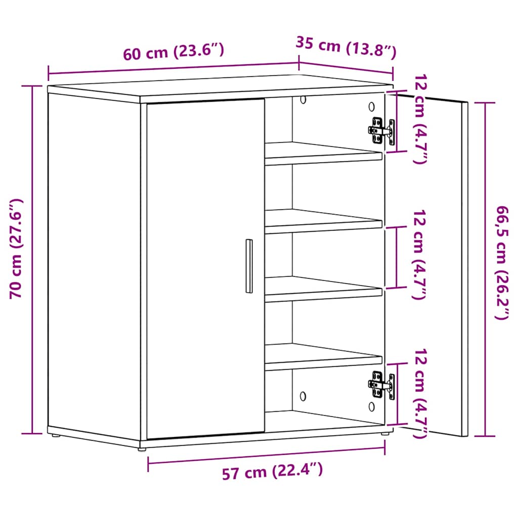 Shoe Cabinet Smoked Oak 60x35x70 cm Engineered Wood