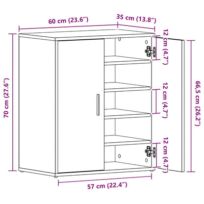 Shoe Cabinet Smoked Oak 60x35x70 cm Engineered Wood