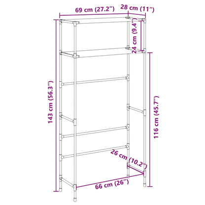 2-Tier Storage Rack over Washing Machine Grey 69x28x143 cm Iron
