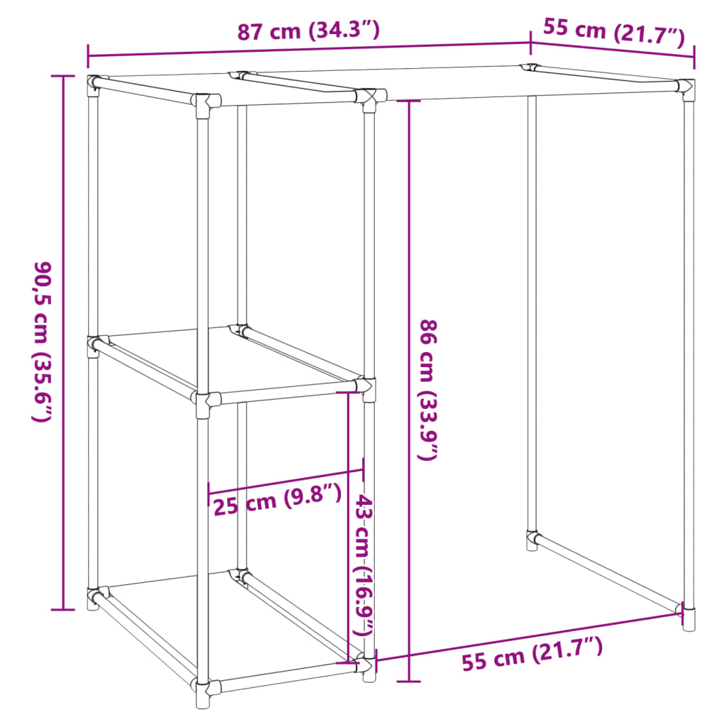 Storage Rack over Washing Machine Black 87x55x90.5 cm Iron