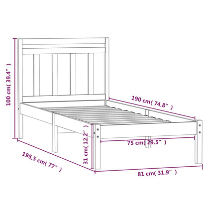 Bed Frame without Mattress Small Single Solid Wood