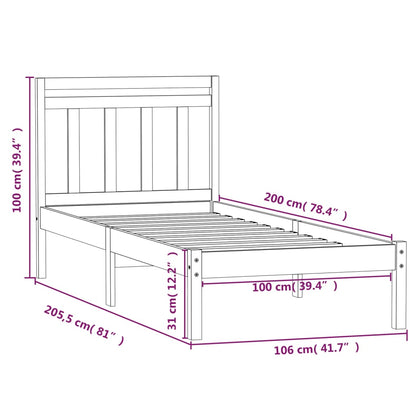 3100579 vidaXL Bed Frame without Mattress Solid Wood 100x200 cm (810007+814079)