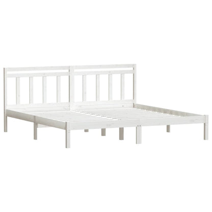 3100610 vidaXL Bed Frame without Mattress White Solid Wood 200x200 cm (810038+814115)