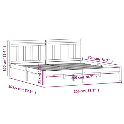 3100613 vidaXL Bed Frame without Mattress Black Solid Wood 200x200 cm (810041+814118)