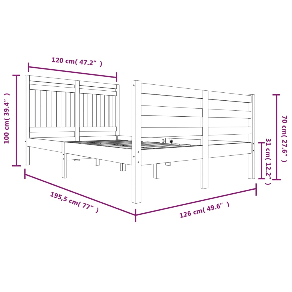 Bed Frame without Mattress Small Double Solid Wood