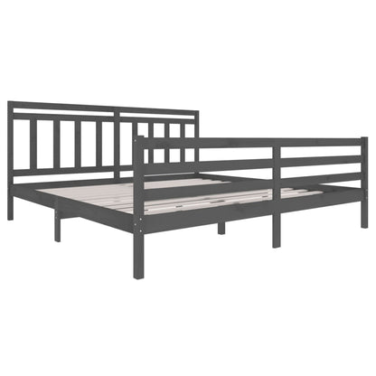 3100676 vidaXL Bed Frame without Mattress Grey Solid Wood 200x200 cm (810452+814116)