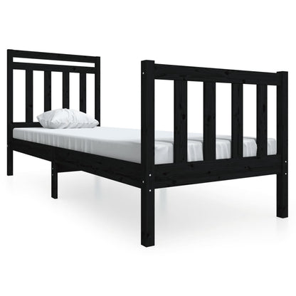 Bed Frame without Mattress Black Small Single Solid Wood