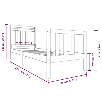 Bed Frame without Mattress Black Small Single Solid Wood