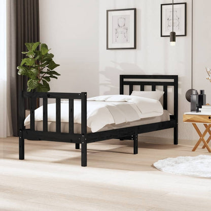 Bed Frame without Mattress Black Small Single Solid Wood