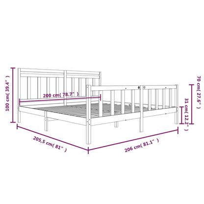 3100978 vidaXL Bed Frame without Mattress Solid Wood 200x200 cm (810102+814114)