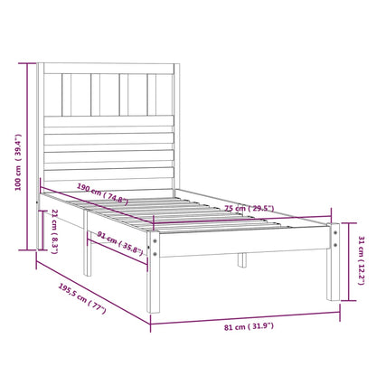 Bed Frame without Mattress 75x190 cm Small Single Small Single Solid Wood Pine
