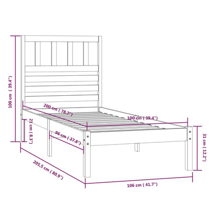 Bed Frame without Mattress Honey Brown Solid Wood Pine 100x200 cm
