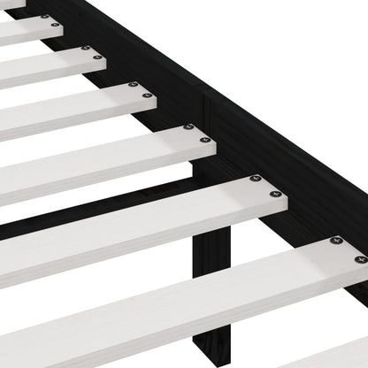 Bed Frame without Mattress Black 150x200 cm King Size  Solid Wood Pine
