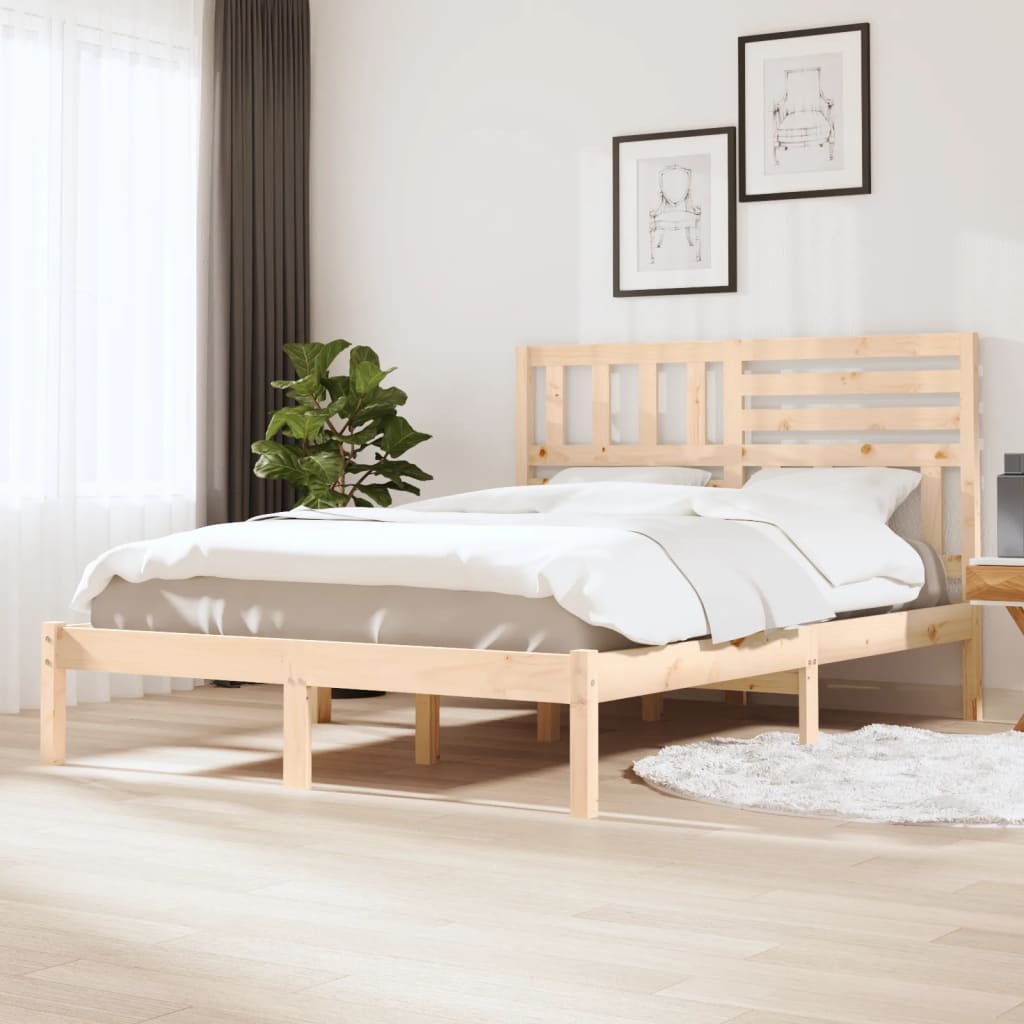 Bed Frame without Mattress Solid Wood Pine 160x200 cm