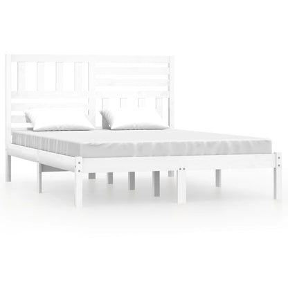 Bed Frame without Mattress White Solid Wood Pine 160x200 cm