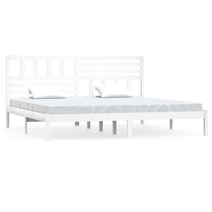 Bed Frame without Mattress White Solid Wood Pine 200x200 cm