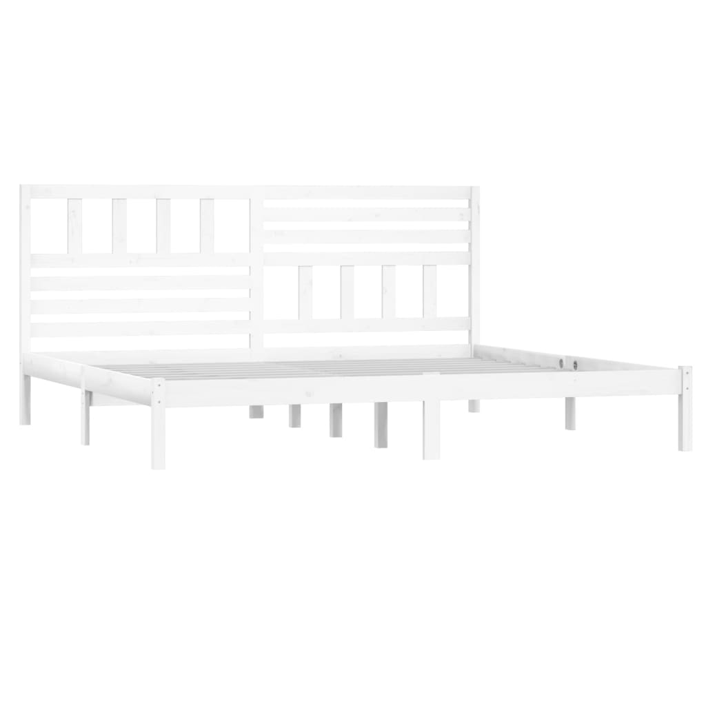 Bed Frame without Mattress White Solid Wood Pine 200x200 cm