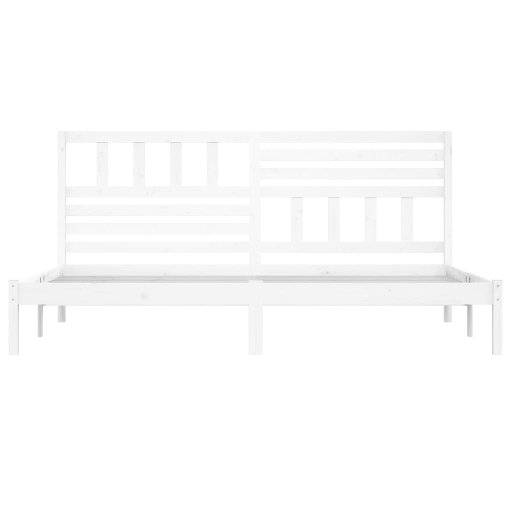 Bed Frame without Mattress White Solid Wood Pine 200x200 cm